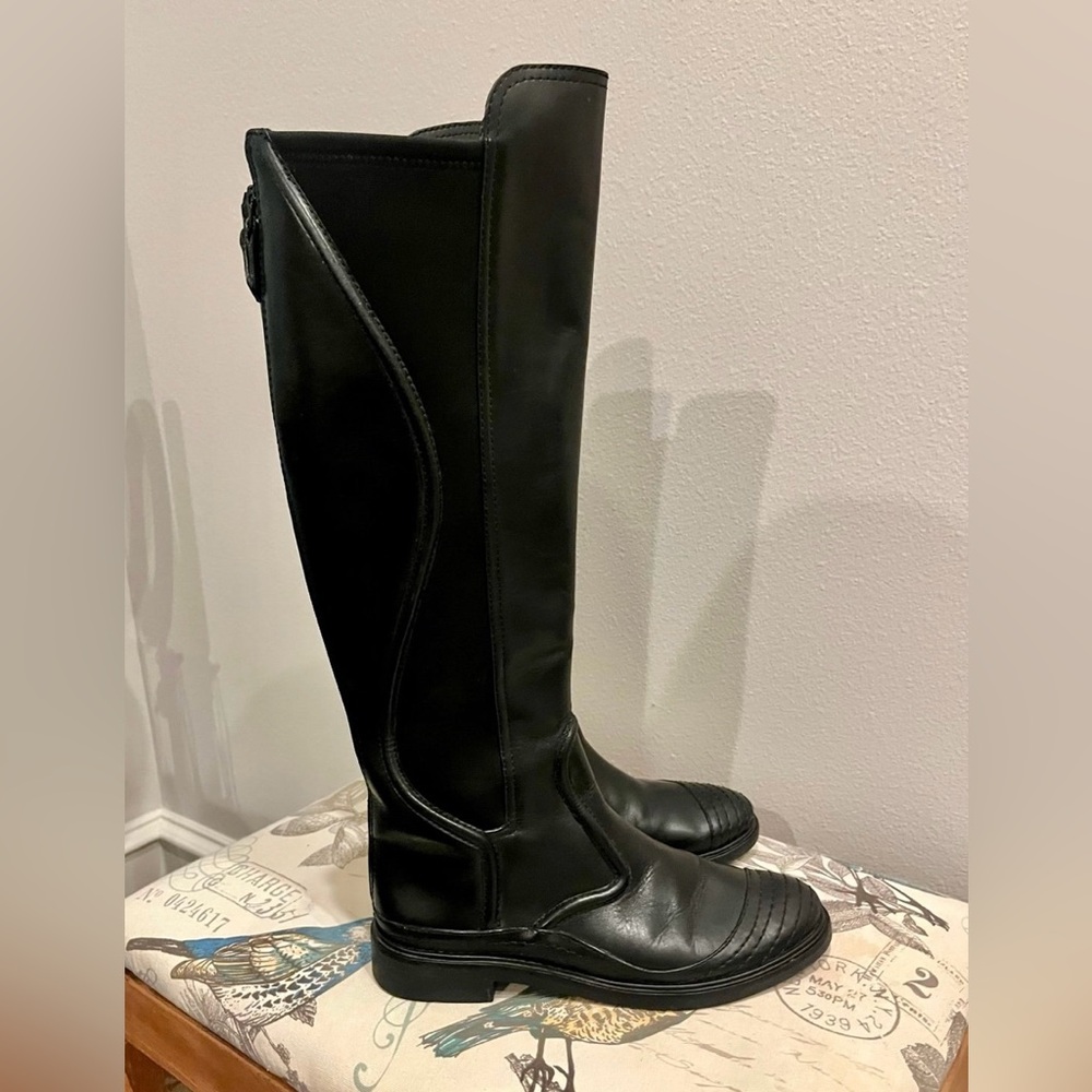 Tory Burch Polara black leather riding boots size  6.5